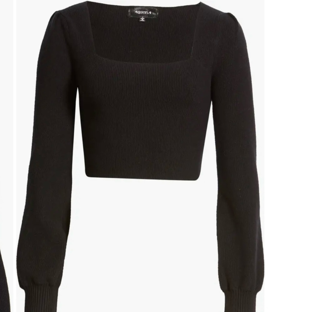 4SI3NNA Lina Square Neck Crop Sweater black